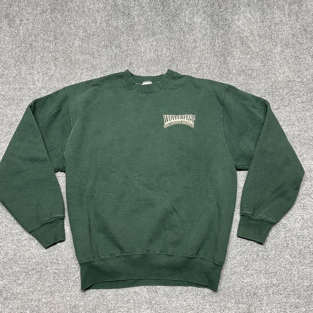 Vintage Fruit Of The Loom Sweatshirt Men M Green Winterfest Festival Graphic USA